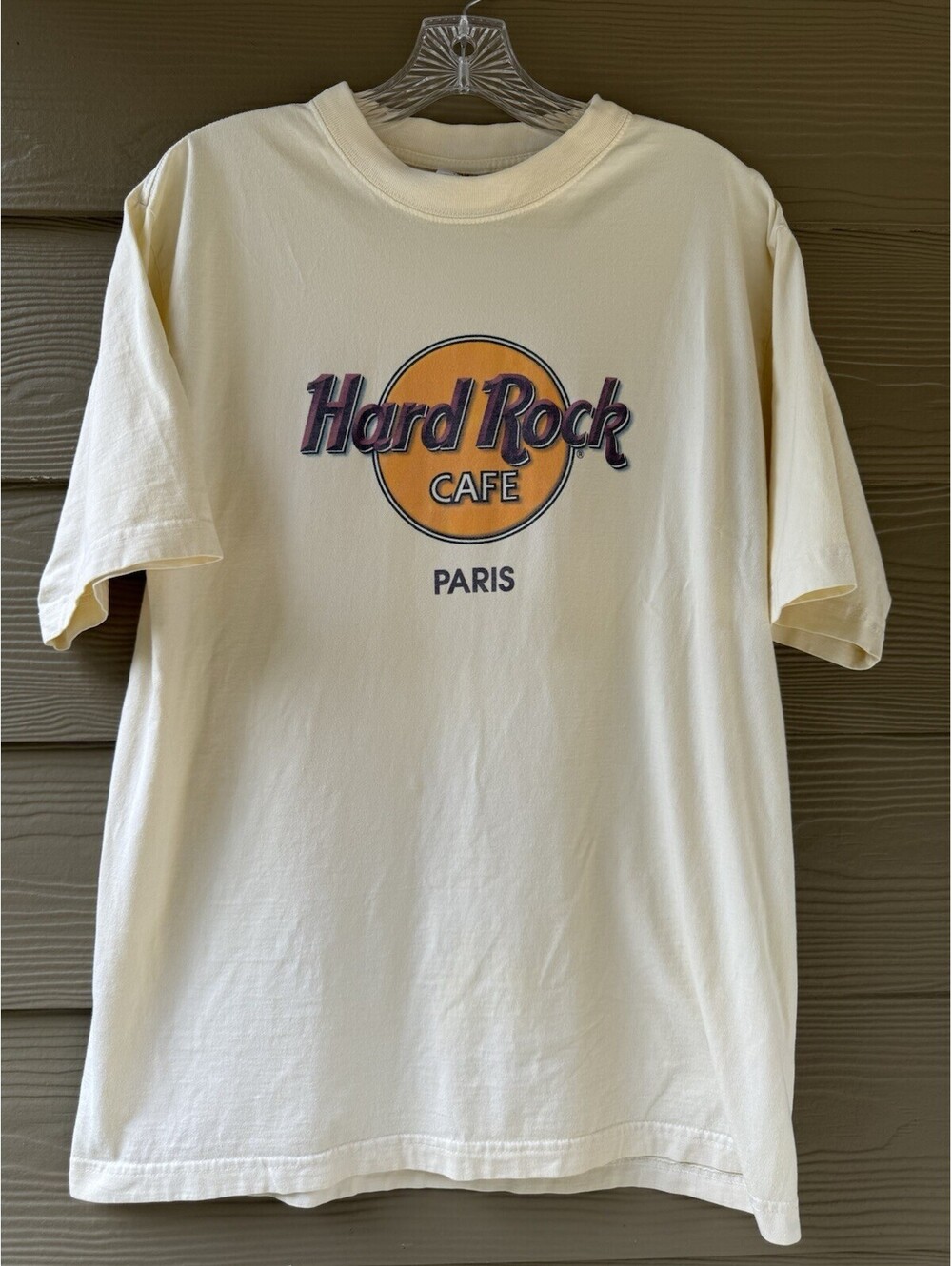 Vintage Hard Rock Cafe Paris T-Shirt Cream Cotton Size XL